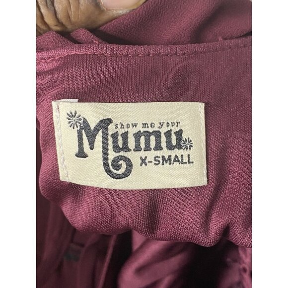 Show Me Your MuMu Woman's Caitlin Ruffle Maxi Dress Merlot Chiffon SZ‎ XS - Picture 7 of 12